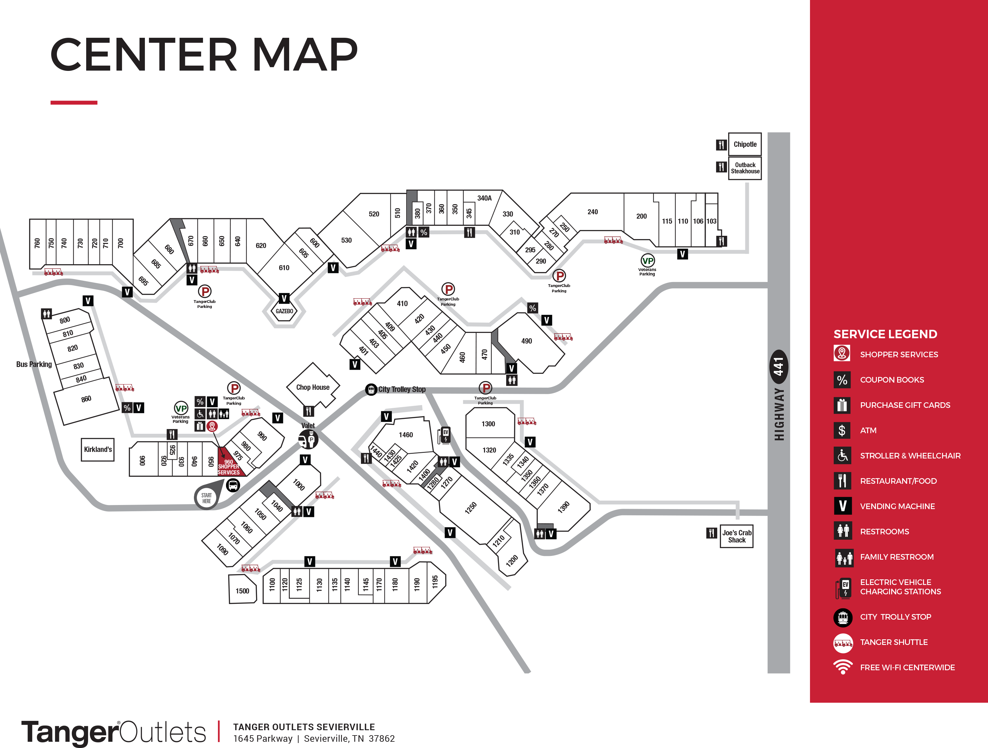 Tanger Outlet Map Byron Center 21